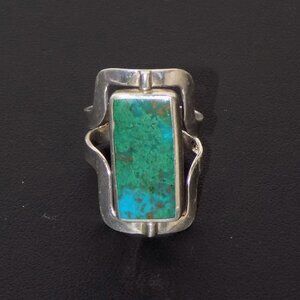 Vintage 950 Silver Reversible Turquoise & Abalone Rotating Cuff Ring 7.5 to 9.5